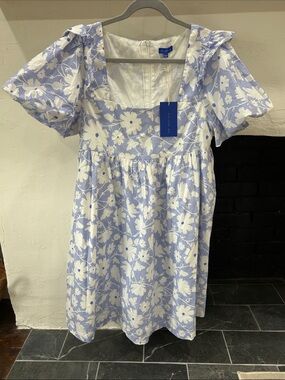 NWT Masionette Meredith Blue & White Floral Square Neck Dress
